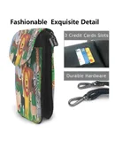 Cartoon Zoo Pu Leather Crossbody Phone Bag Card Slots Flip Phone Purse With Adjustable Strap 7.6x4.9inch