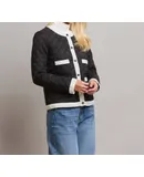 Able Quilted Contrast Trim Puffer Jacket In Black