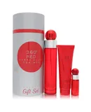 Perry Ellis 360 Red Perry Ellis Gift Set -- 3.4 Oz Eau De Toilette Spray + .25 Oz Mini Edt Spray + 3 Oz Shower Gel In Tube Box