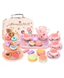 48pcs Afternoon Tea Tea Set With Carrying Case,Doll Accessories,Simulation Dessert Cake,Girls Baby Toys Set 3-12 Years Old（Plants）