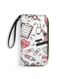 Medicine Wallet for Womens PU Leather Zip Around Wallers Clutch Wristlet Travel Long Purse