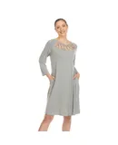 Women's Criss Cross Neckline Swing Midi Dress Heather Grey Medium
