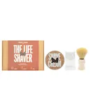 The Life Shaver Essential Shaving Kit - Sandalwood by Men Rock for Men - 3 Pc 3.5oz Shave Cream - Sandalwood, Synthetic Shaving Brush, Clear Drip Stand
