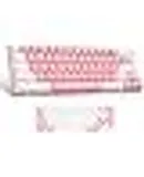Portable 60% Mechanical Gaming Keyboard, LED Backlit Compact 61 Key Mini Wired Office Keyboard with Blue Switches for Windows Laptop Mac - Pink/White