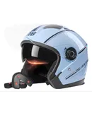 BYB helmet steel helmet (eye protection lenses + face protection lenses)（Blue）