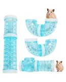 Hamster Tube Set, 8 Pack Transparent Curved Pipe Pet Cage Tunnel Hamster Toy DIY Creative Connection Tunnel External Sports Tube for Mouse Hamster Rat and Other Small Animals