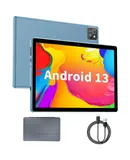 Tablet 10 inch, Android 13 Tablets, 6GB RAM 64GB ROM 512GB Expand, Quad-Core Processor, 1280x800 IPS HD Touch Screen, GPS, WiFi, Dual Camera, Bluetooth, 6000mAh Battery (Blue)