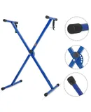 Keyboard Stand Single X Style Adjustable Lift Piano Riser For 49 To 88 Keys - BLUE
