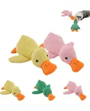 The Mellow Dog Calming Duck, Stuffed Duck Dog Toy, Cute No Stuffing Duck with Soft Squeaker, Dog Stuffed Animals Chew Toy, Durable Squeaky Dog Toys for Indoor Puppy (Pink+Yellow)