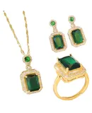 Jewelry Set for Women, Emerald Necklace Earrings Ring Bracelet Set