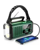 10000mAh Crank Radio, Emergency Radio, Solar Radio, NOAA/AM/FM Weather Radio, USB Type-C Charging, Dynamo Radio, Polymer Battery, Torch & LED Reading Light, SOS Alarm, Compass for Camping，Green