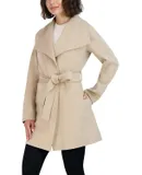 Tahari Women's Wool Wrap Coat with Tie Belt, Light Beige