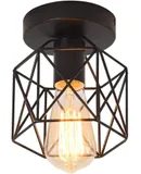 Luminaria colgante de una luz,Lámpara de Techo,The Nordic Modern Retro Industrial Jaula de pájaros de metal Lámpara colgante de techo con pantalla para cocina Comedor Pasillo(Sin bombilla)