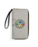Retro Video Game Turbo Controller Wallet for Womens PU Leather Zip Around Wallers Clutch Wristlet Travel Long Purse