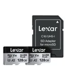 Lexar 128GB (2-Pack) Professional Silver Plus microSDXC Memory Card , UHS-I, C10, U3, V30, Full-HD & 4K Video, Up to 205/150 MB/s Read/Write, for Videographers, Gamers