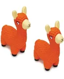 Adorable and Funny Grunting Llama Dog Toy Enticing Play Durable Latex Rubber (2 Llamas), Orange