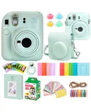 FUJIFILM INSTAX MINI 12 Instant Film Camera (Mint Green) + Complete Accessory Kit for Fujifilm Instax Mini 8/9/11/12 – Camera Case, Photo Album, Frames, Stickers & Lens Filters (Green) + Fujifilm 2x10 Film Mini Instax Film Pack