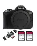 Canon EOS R50 Mirrorless Camera Body (Black) + 2x Transcend 128GB SDXC/SDHC 300S Memory Card TS128GSDC300S + VidPro USB 2.0 Type-C microSD and SD Card Reader