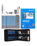 Lápices de Dibujo Kit, Sketch Kit 35 piezas de lápices de grafito para dibujo y manualidades, kit de pintura para dibujo, juego de bocetos incluye borradores, kit completo de artista