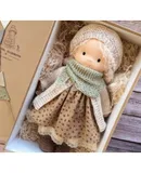 Waldorf Doll Handmade 100% Organic Cotton Dolls for 2+ Year Old Girls Rag Doll as Birthday Gifts Plush Figure Toys-Doll F