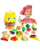 Cutting Food Play Set Toy Storage Barrel, 25 Pieces For Kids +3 Years Girls and Boys by Mundo Toys.