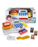 Cash Register Playset With Microphone And Sound Colorful Kids Supermarket Cashier Toy , Ideal Gift For Kids（Yellow）