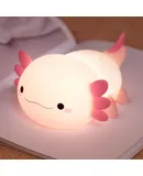 HAPPYBAG Axolotl Night Light,Cute Axolotl lamp Gifts for Kids,Dimmable Silicone Animal Nursery Night Light,Kawaii Rechargeable Bedside Touch Lamp,Room Decor Axolotl Light