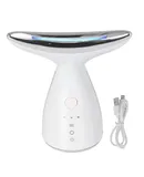 Neck and Face Tightening Beauty Massager, Electric Face Massager, Hot Compress, 3 LED Lights, 3 Modes, Face and Neck Toner, (Black)