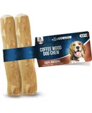 Real Coffee Wood Stick for Dogs, 8.8'', 2 Pack Size M 100% Organic Dog Toys for Medium and Large Dogs Teeth Cleaning, Relieve Stress, Dog Health Natural Toys