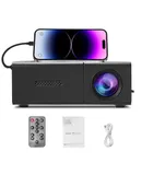 Meer Mini Projector,Portable Movie Projector,Smart Home Projector,Neat Projector for iOS,Android,Windows,PS5,Laptop,TV-Stick,Compatible with HDMI,USB,Audio,TF Card,AV and Remote Control,Black