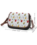 Egg,avocado And Tomato Pattern Vintage Crossbody Bag for Women Medium Leather Hobo Bags Shoulder Bag Classic City Leather Satchels