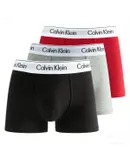 Calvin Klein Men's Underwear Microfiber Stretch 3 Pack Trunk Red/Black/Grey