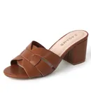 J. Adams Nori Mules for Women - Dressy Slip On Block Heeled Sandals
