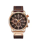 CURREN Men Leather Strap Military Watches Men's Chronograph Waterproof Sport Wrist