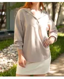 P.cill Ella Half Zip Hooded Top In Taupe
