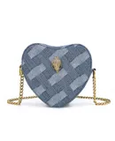 Women's Blue Splicing Heart Shaped Kurt Geiger Sewing Fashion Chain Bag Shoulder Bag