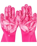 Pet grooming gloves, High density tooth Heat Resistant Cat bath gloves, silicone dog bath gloves, Enhanced five-finger design, dog and cat bath and massage