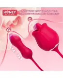 JUNTAME 2 in1 Rose Sex Stimulator For Women With 9 Tongue Licking & Thrusting Dildo G Spot Vibrators Fiona Plus Rose Clit Licking Stimulator & Thrusting Egg, Sex Toy Dildo Vibrator, Adult Sex Toys Games Clitoral Nipple Licker For Woman Couple