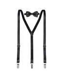 Mio Marino Men's Luster Y-Back Suspenders Bow Tie-Pitch Onyx-63-42