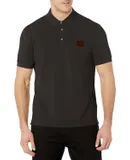 HUGO Men's Square Logo Cotton Polo Shirt Black Short Sleeve