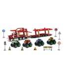 NewRay Toys 1/43 D/C Kenworth Auto Carrier with Monster Truck Set
