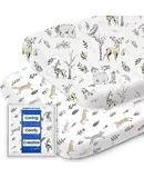 Bassinet Sheets for Baby Boy Girl,  Buttery Soft Universal Bassinet Fitted Sheet, Compatible with Halo, Mika Micky, Baby Delight, Dream On Me, Maxi COSI and More Bassinet Mattress(Woodland)