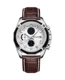 Men's Quartz Watch, Fashionable Sporty Leather Strap Wristwatch, Waterproof Analog Luminous Watch