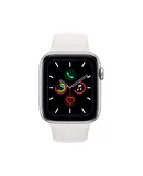 Apple Watch Series 5 (GPS, 44MM) Silver Aluminum Case with White Sport Band (Renewed)