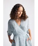 Maxi Wrap Dress in Light Blue Florals