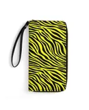Crazy Pattern Red And Yellow Zebra Wallet for Womens PU Leather Zip Around Wallers Clutch Wristlet Travel Long Purse