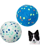 2 Pack Indestructible Dog Tennis Balls for Aggressive Chewers: Interactive Pet Toys, Herding and Jolly Ball for Dogs, Durable, Bouncy, and Water Toy Fetch Balls (White, Blue