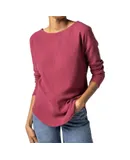 Lilla P Textured Waffle Boatneck Top In Rosewood