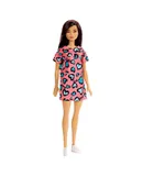 Barbie Doll, Brunette, Wearing Pink and Blue Heart-Print Dress and Platform Sneakers