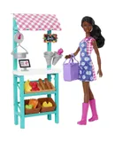 Barbie Farmers Market Playset, Barbie Doll (Brunette), Stand, Register & Accessories